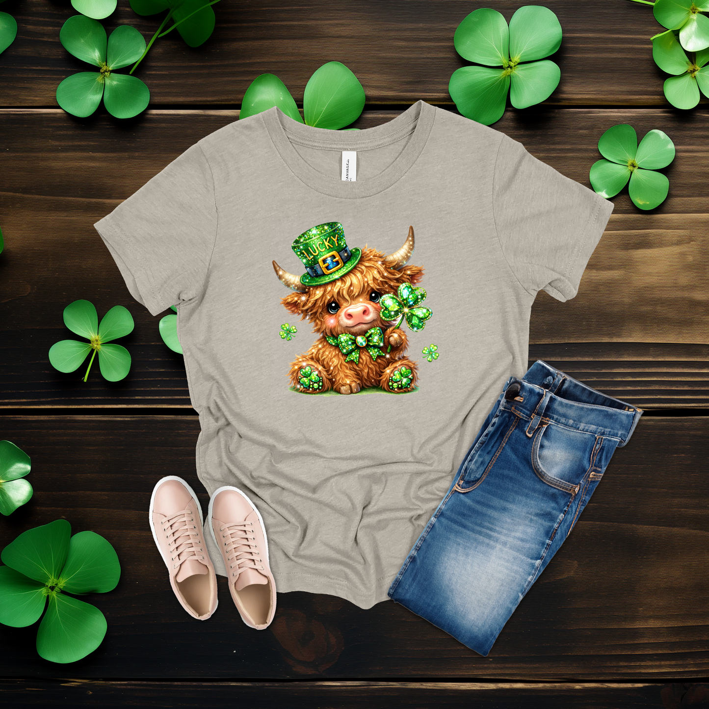 Youth Lucky Highland Cow St. Patrick’s Day Shirt