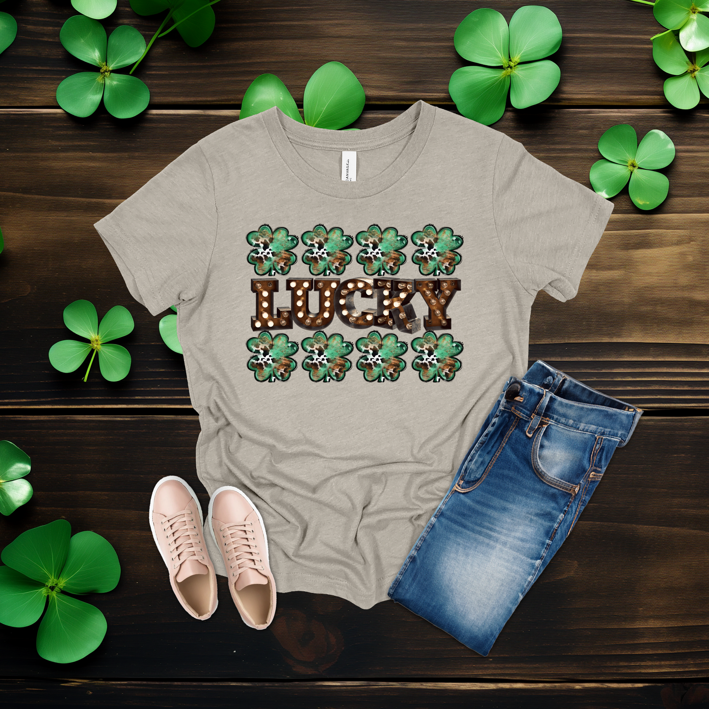 Youth Lucky Lights Shamrock St. Patrick’s Day T-Shirt