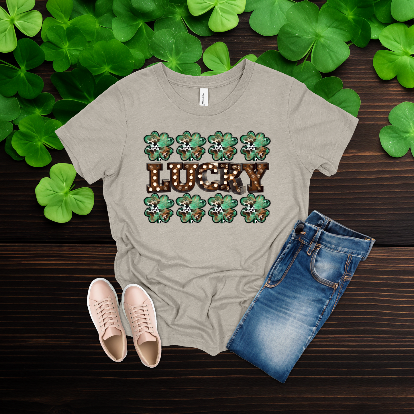 Youth Lucky Lights Shamrock St. Patrick’s Day T-Shirt