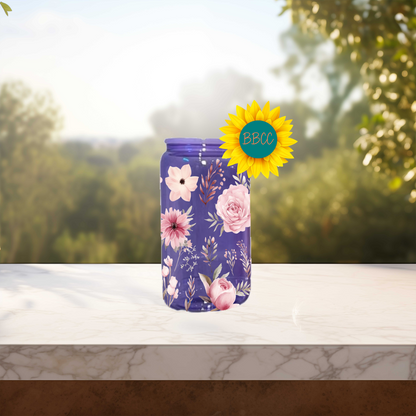 Pink Florals 16oz Stainless Steel or Plastic Tumbler