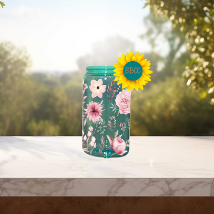 Pink Florals 16oz Stainless Steel or Plastic Tumbler