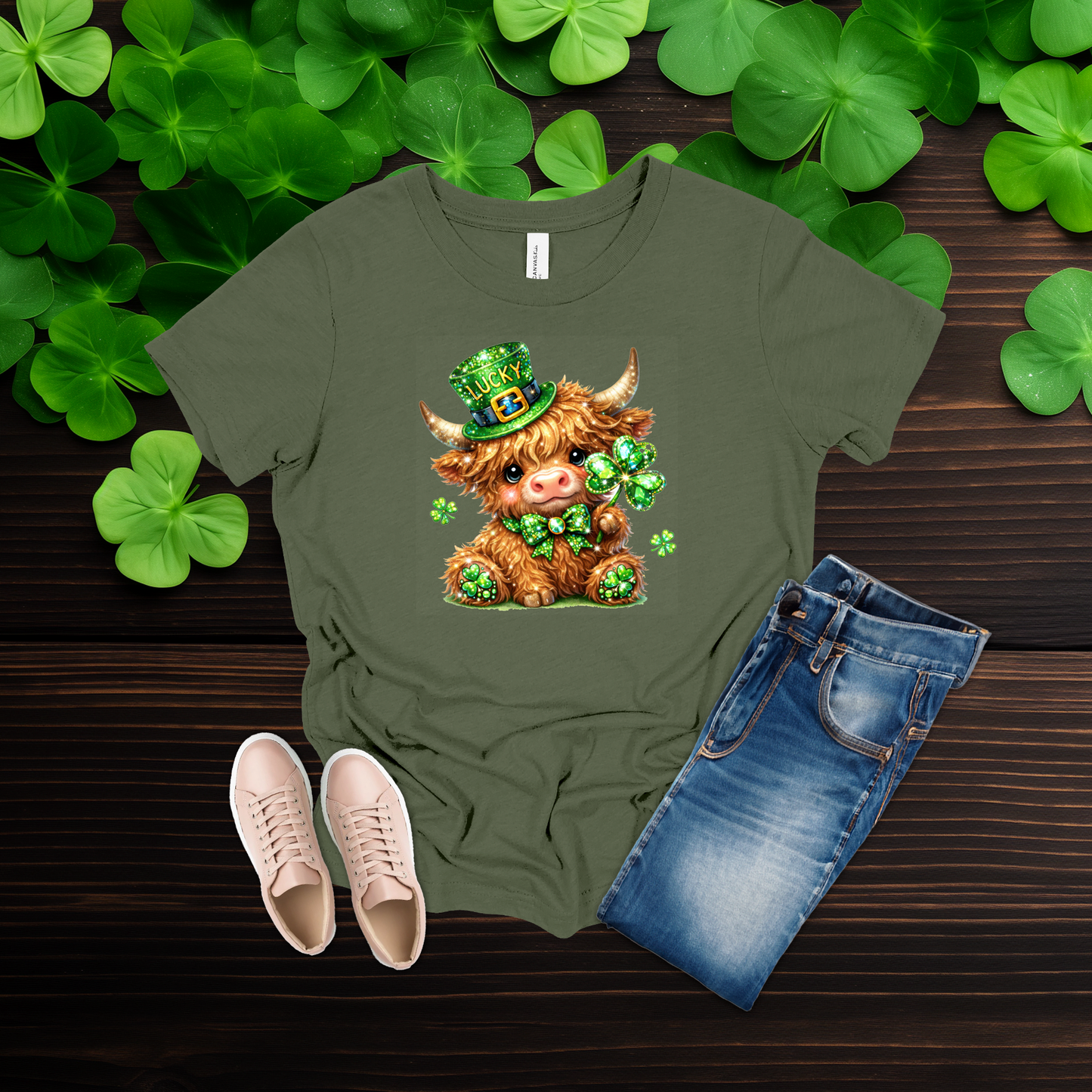 Youth Lucky Highland Cow St. Patrick’s Day Shirt