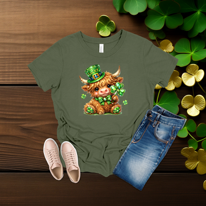 Youth Lucky Highland Cow St. Patrick’s Day Shirt