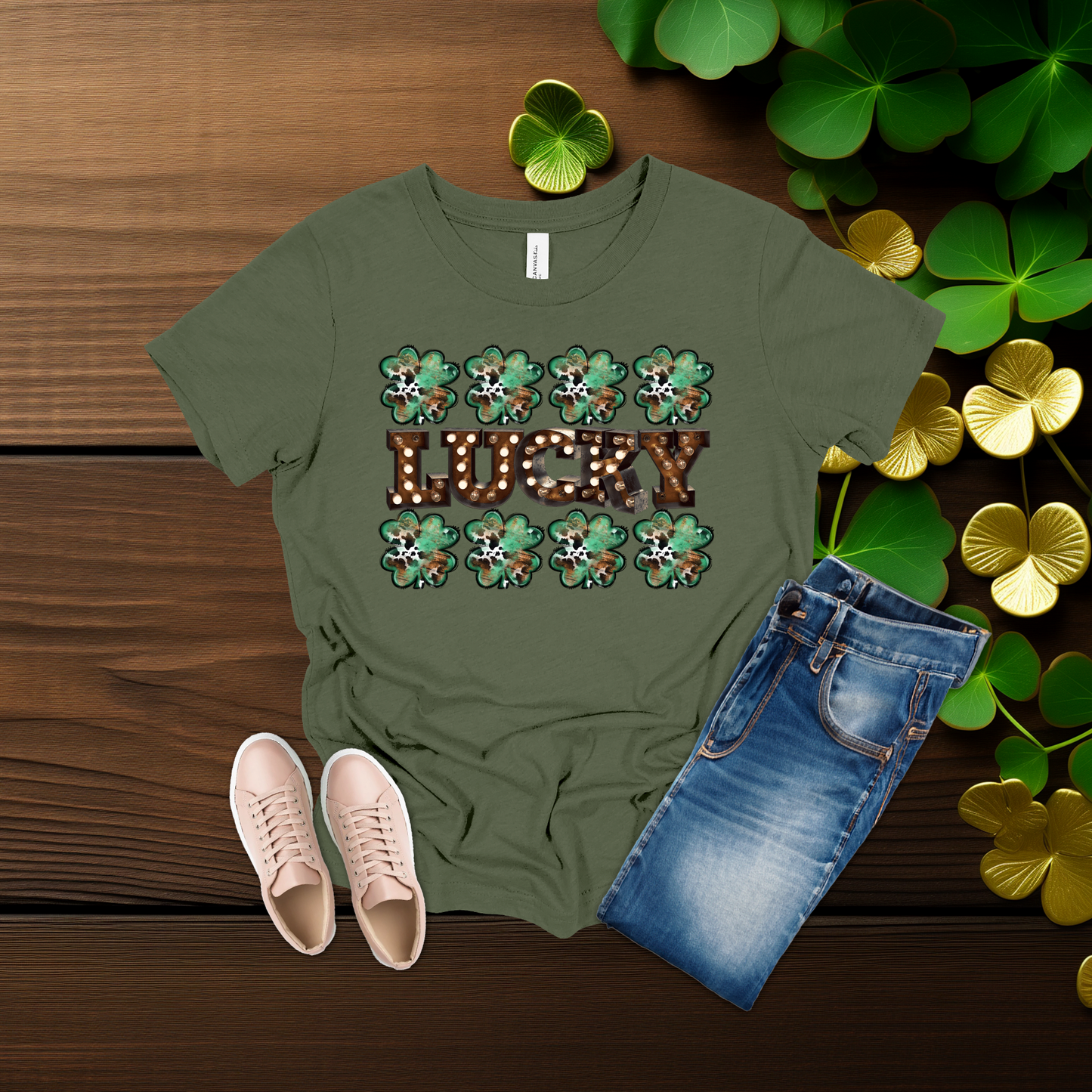 Youth Lucky Lights Shamrock St. Patrick’s Day T-Shirt