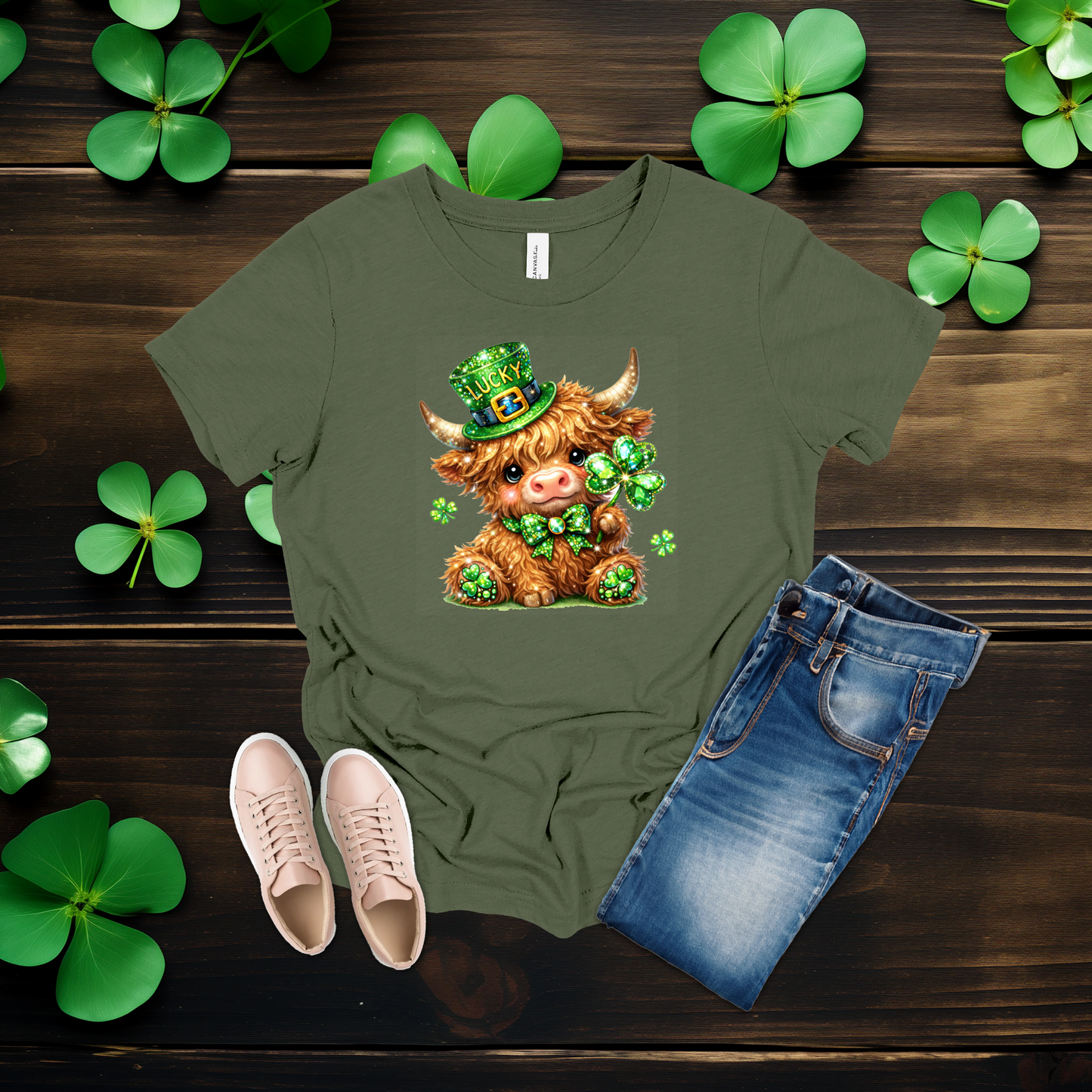 Youth Lucky Highland Cow St. Patrick’s Day Shirt