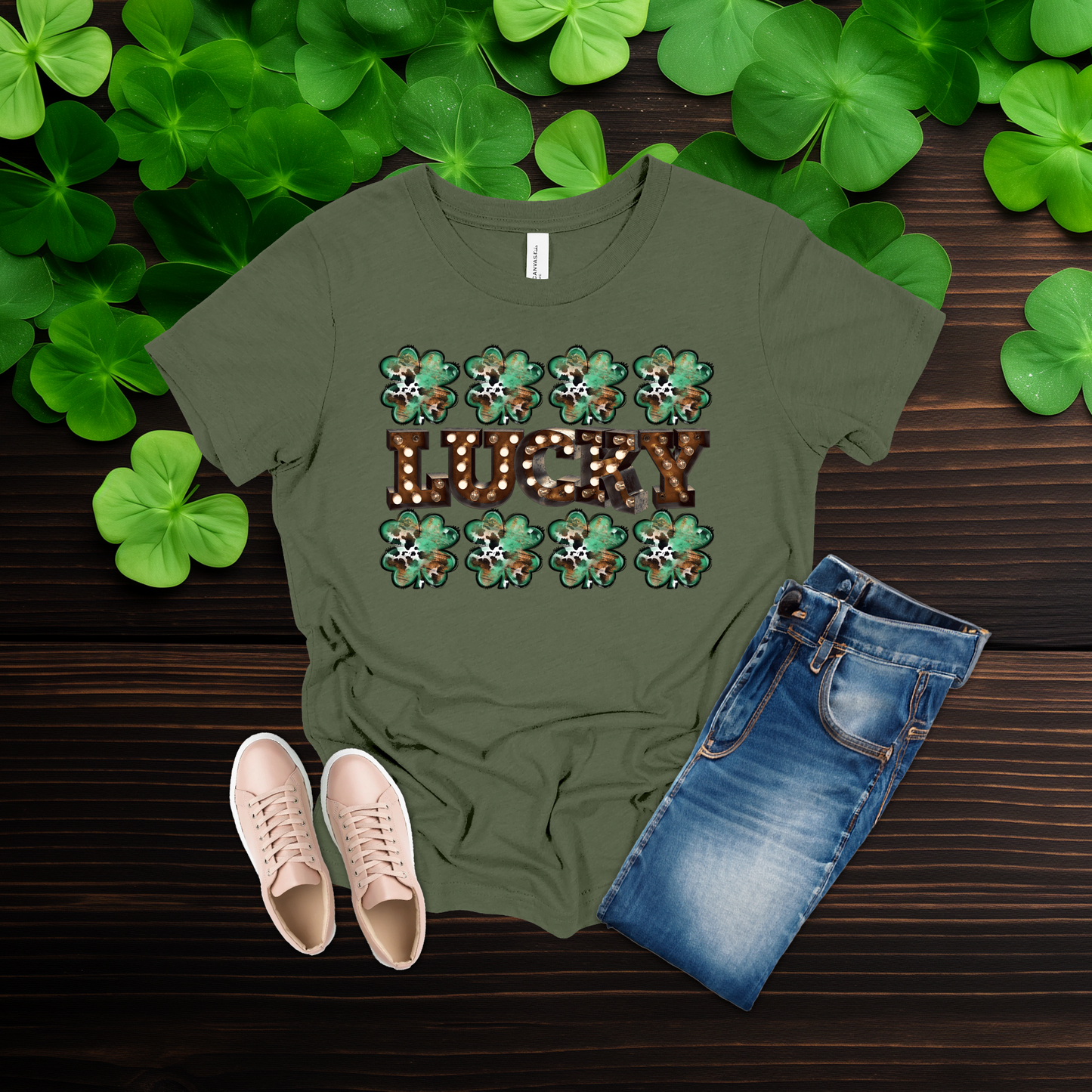 Youth Lucky Lights Shamrock St. Patrick’s Day T-Shirt