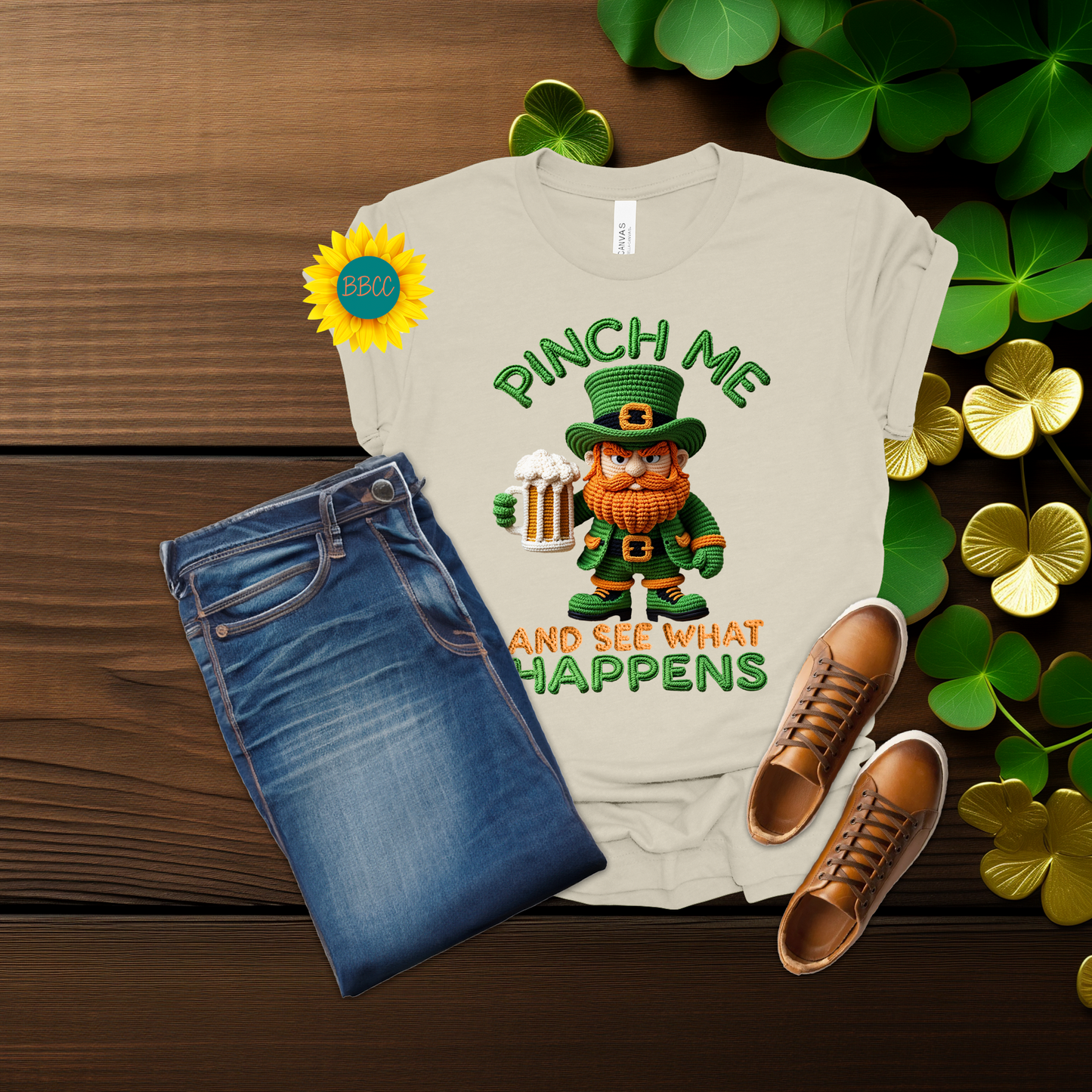 Adult Pinch Me and See What Happens Faux Yarn T-Shirt - St. Patrick's Day