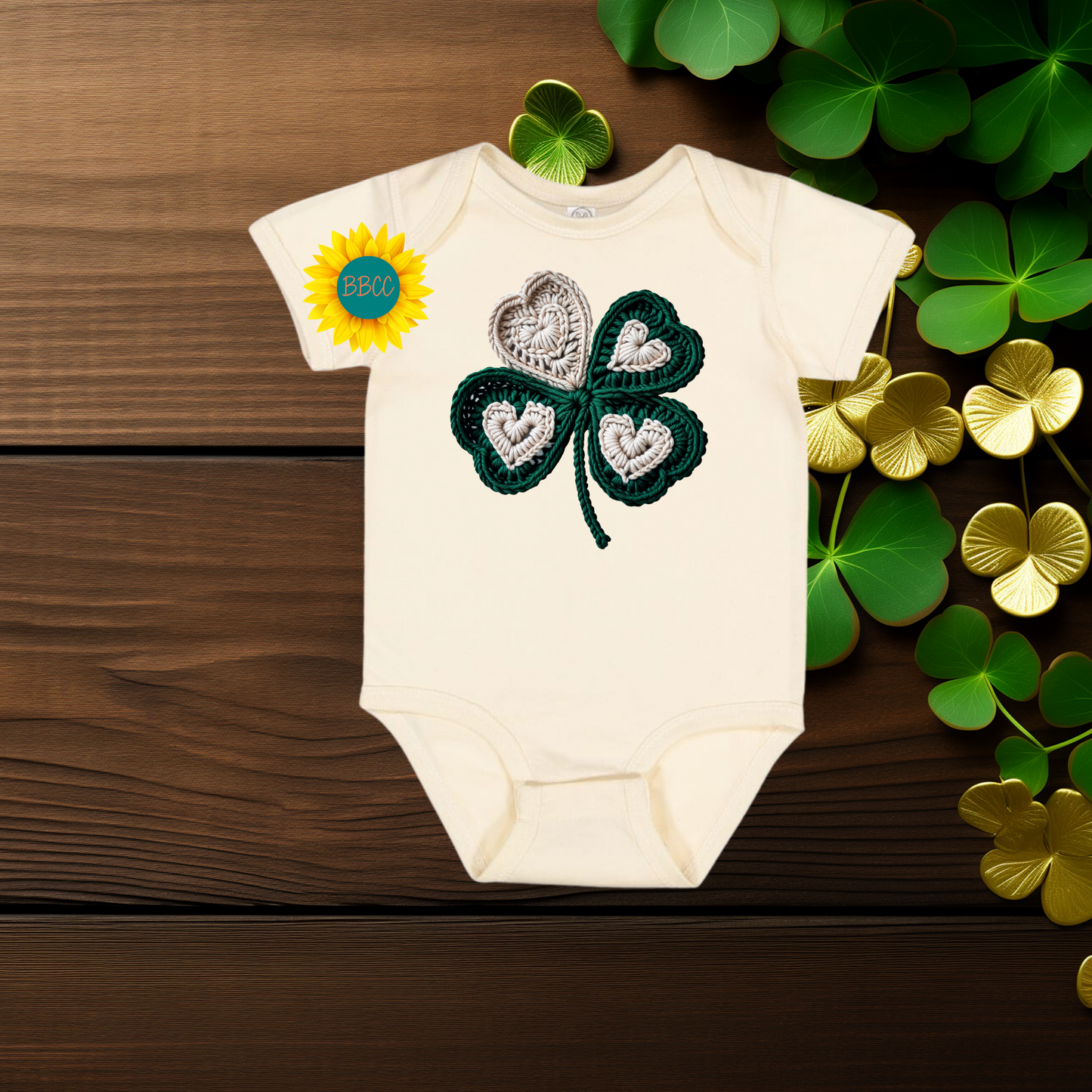 Baby Faux Yarn Shamrock Baby Romper