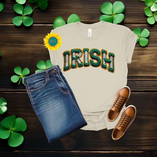 Adult Irish Faux Yarn Knit T-Shirt - St. Patrick's Day