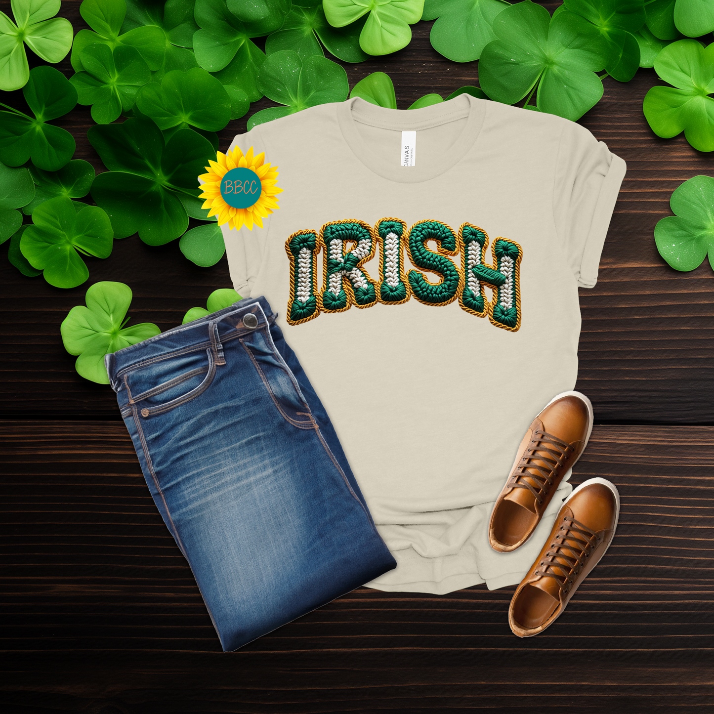 Adult Irish Faux Yarn Knit T-Shirt - St. Patrick's Day