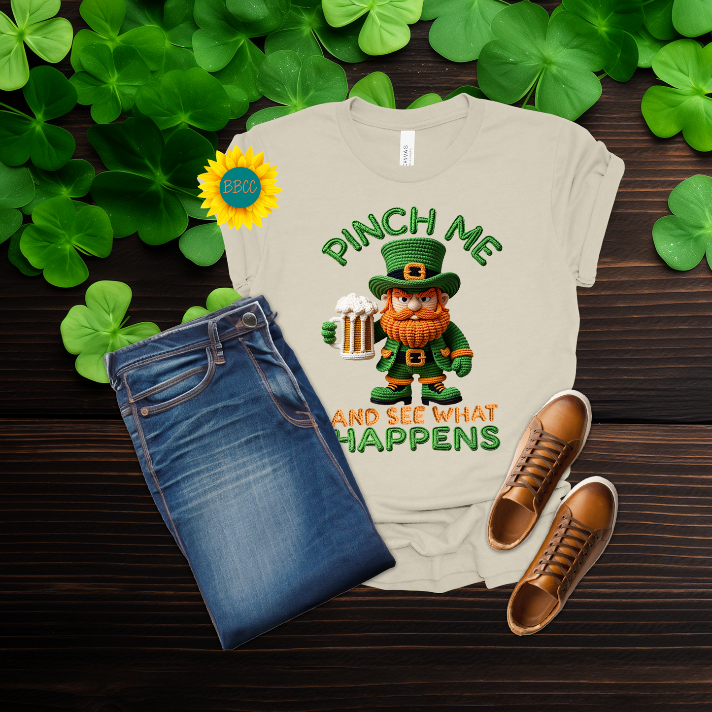 Adult Pinch Me and See What Happens Faux Yarn T-Shirt - St. Patrick's Day