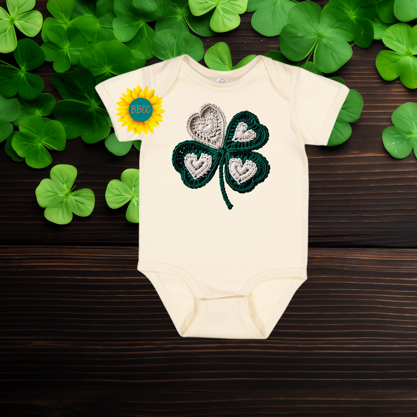 Baby Faux Yarn Shamrock Baby Romper