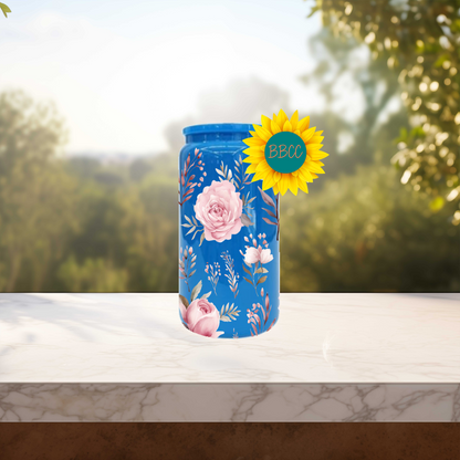 Pink Florals 16oz Stainless Steel or Plastic Tumbler