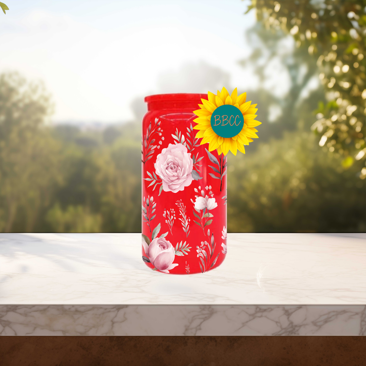 Pink Florals 16oz Stainless Steel or Plastic Tumbler