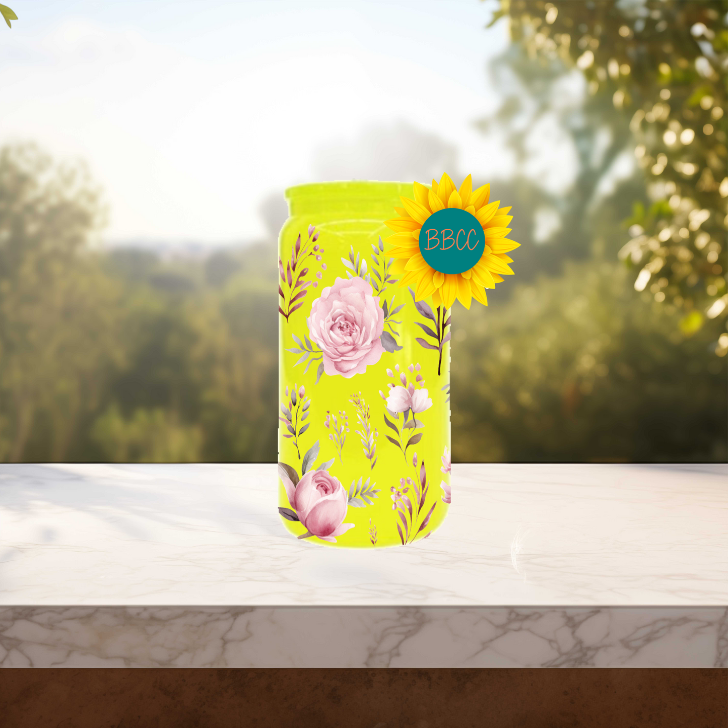 Pink Florals 16oz Stainless Steel or Plastic Tumbler