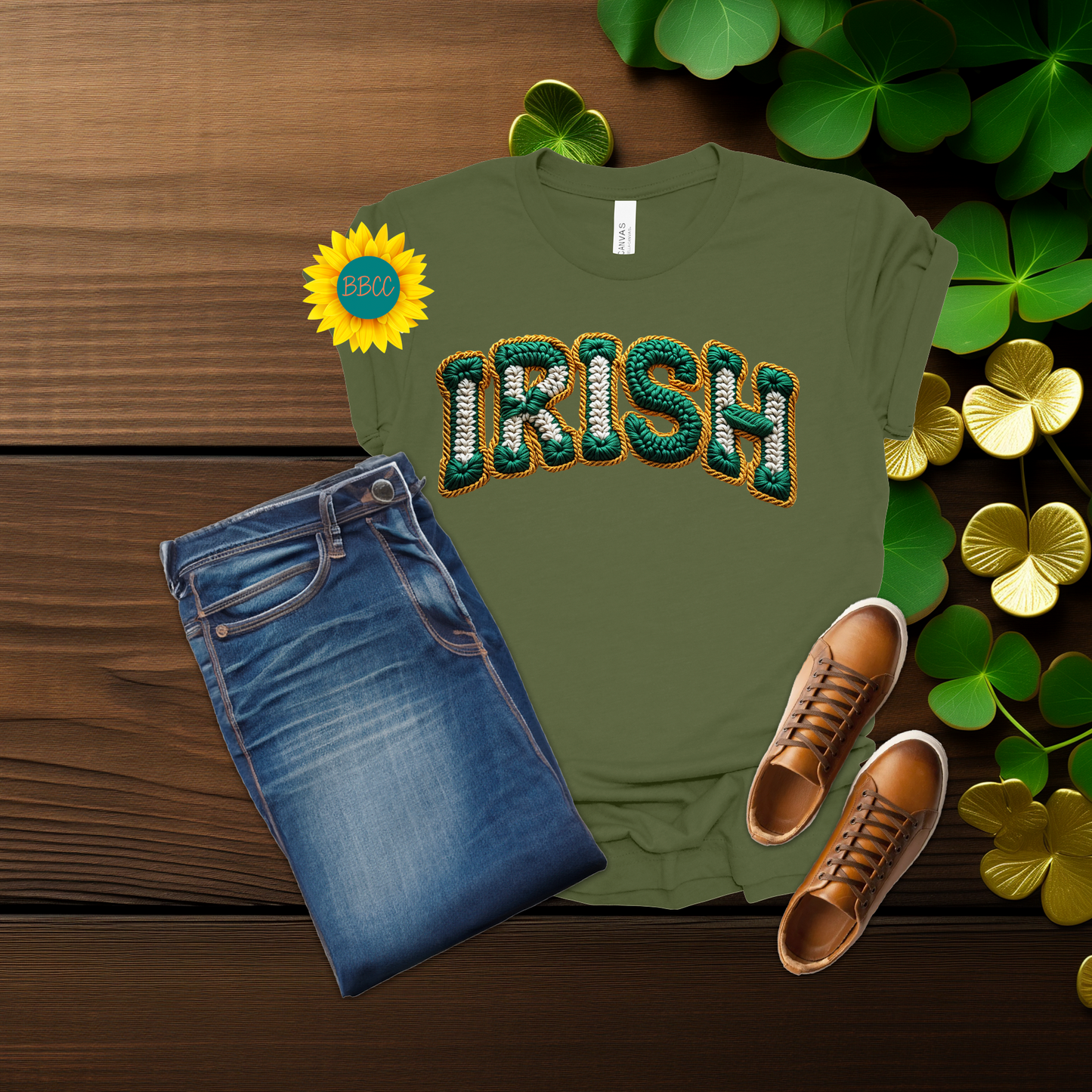 Adult Irish Faux Yarn Knit T-Shirt - St. Patrick's Day