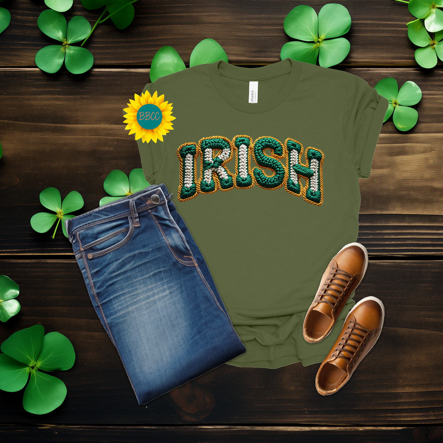 Adult Irish Faux Yarn Knit T-Shirt - St. Patrick's Day