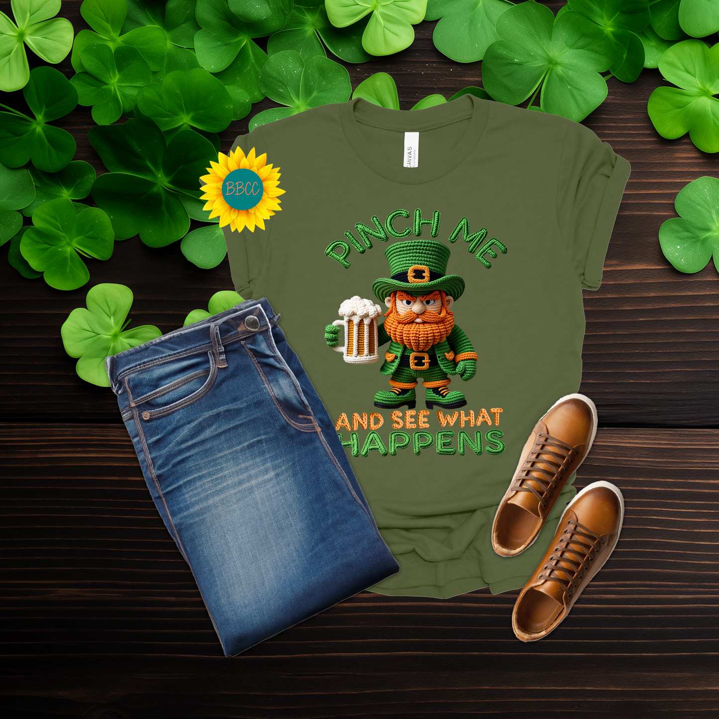 Adult Pinch Me and See What Happens Faux Yarn T-Shirt - St. Patrick's Day