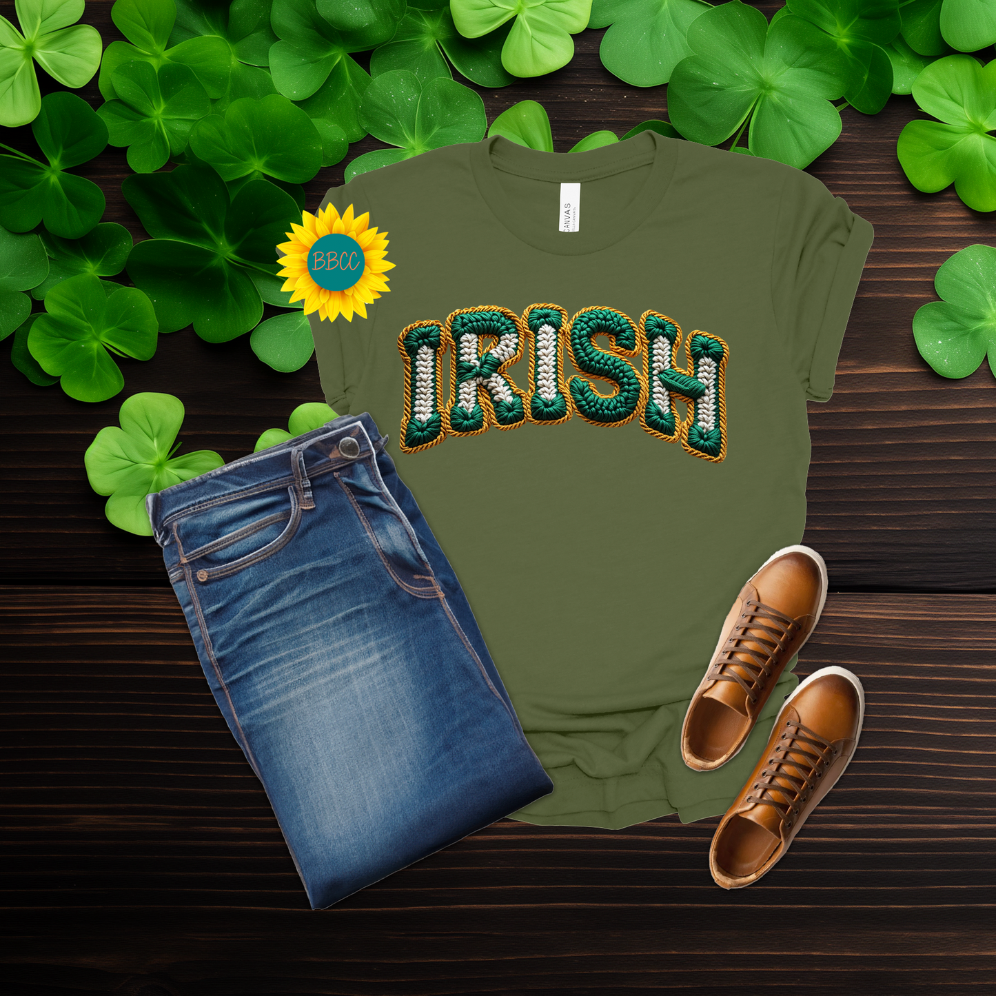 Adult Irish Faux Yarn Knit T-Shirt - St. Patrick's Day