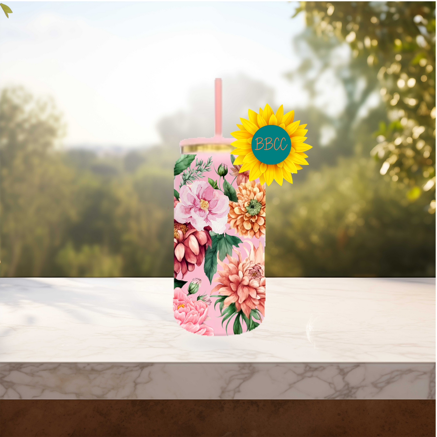 Watercolor Florals 16oz Stainless Steel or Plastic Tumbler