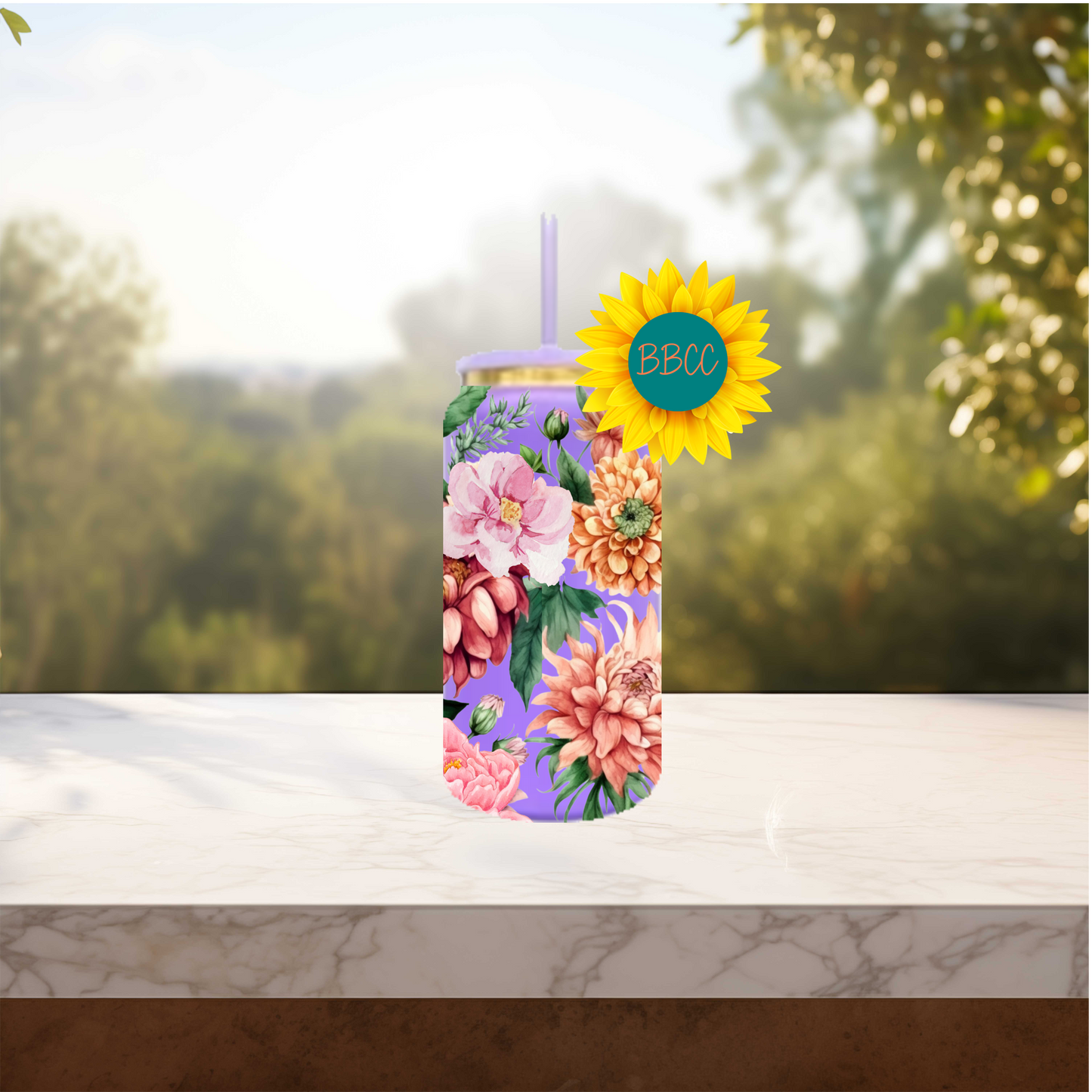 Watercolor Florals 16oz Stainless Steel or Plastic Tumbler