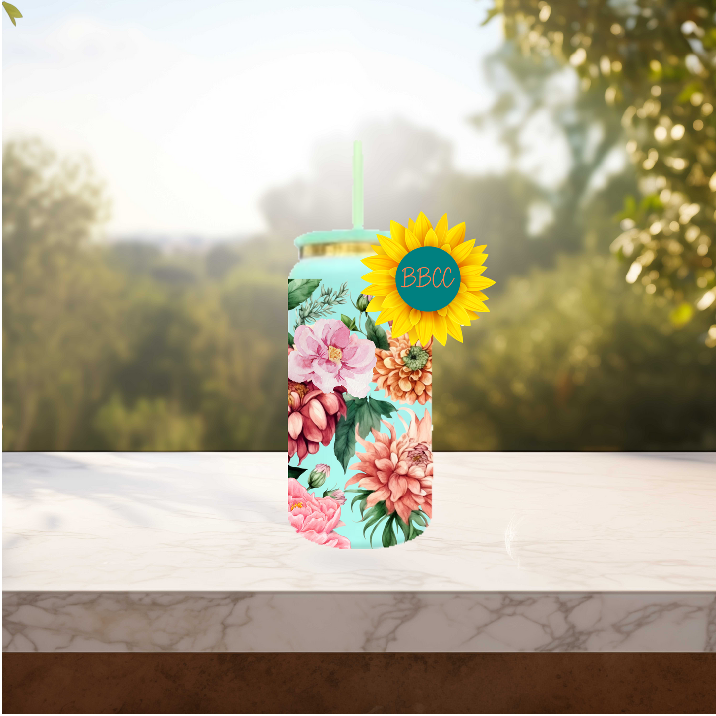 Watercolor Florals 16oz Stainless Steel or Plastic Tumbler