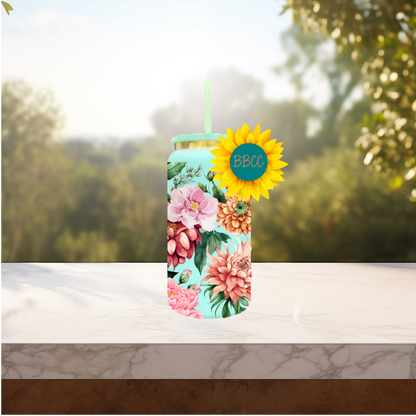 Watercolor Florals 16oz Stainless Steel or Plastic Tumbler