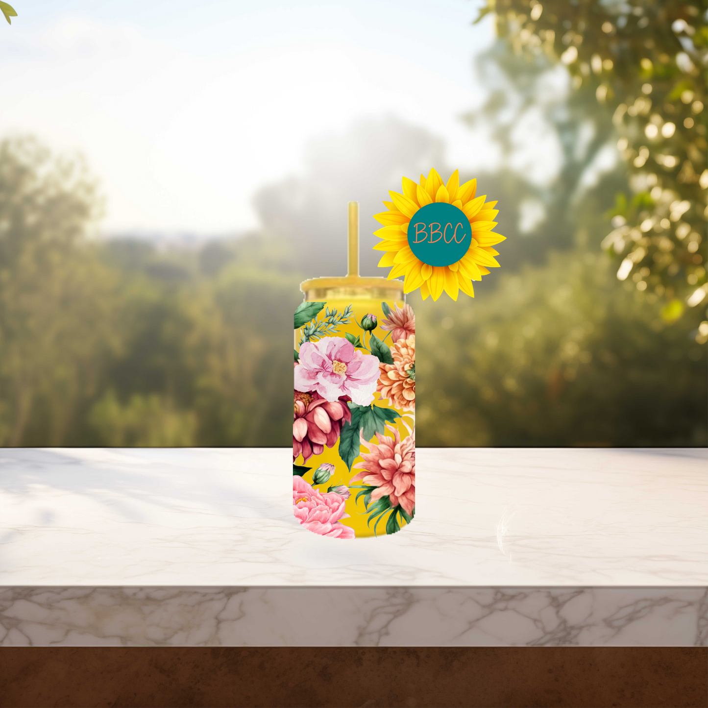 Watercolor Florals 16oz Stainless Steel or Plastic Tumbler