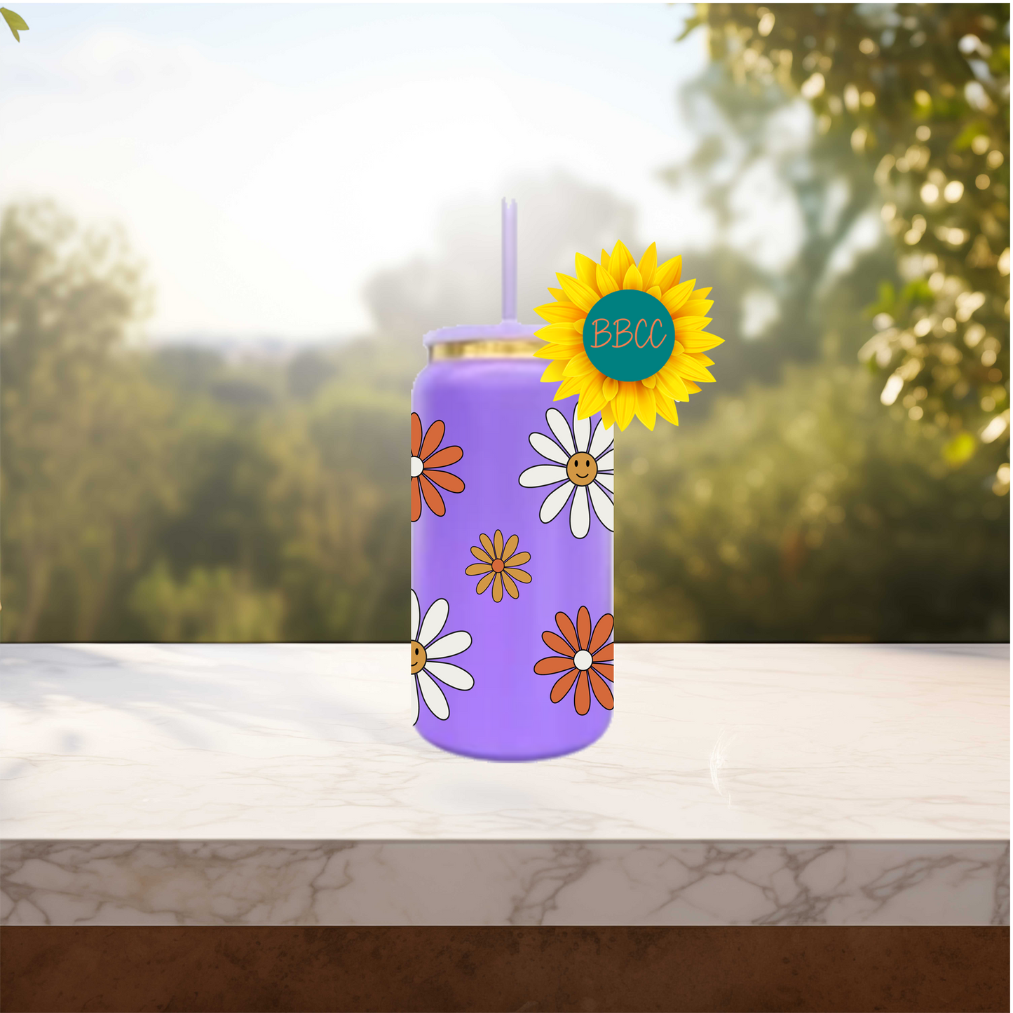 Daisies 16oz Stainless Steel or Plastic Tumbler