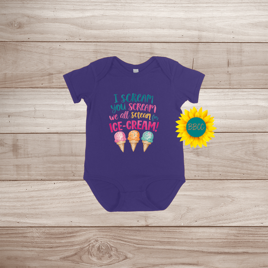 Baby Ice Cream Screams Short Sleeve Romper