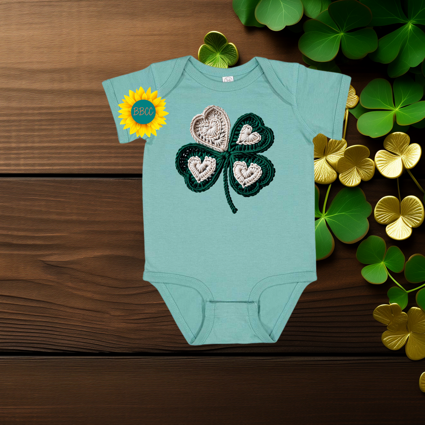 Baby Faux Yarn Shamrock Baby Romper