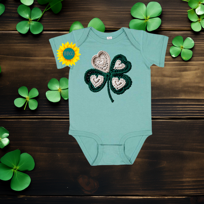Baby Faux Yarn Shamrock Baby Romper
