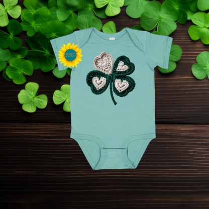 Baby Faux Yarn Shamrock Baby Romper