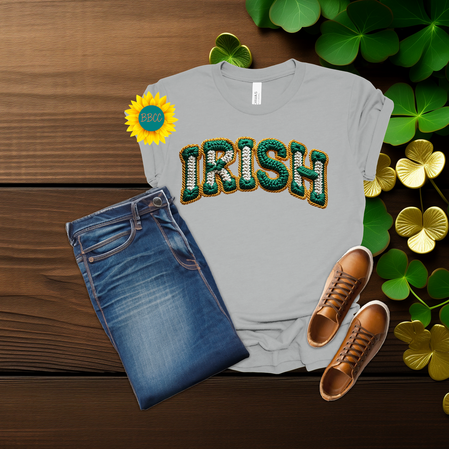 Adult Irish Faux Yarn Knit T-Shirt - St. Patrick's Day