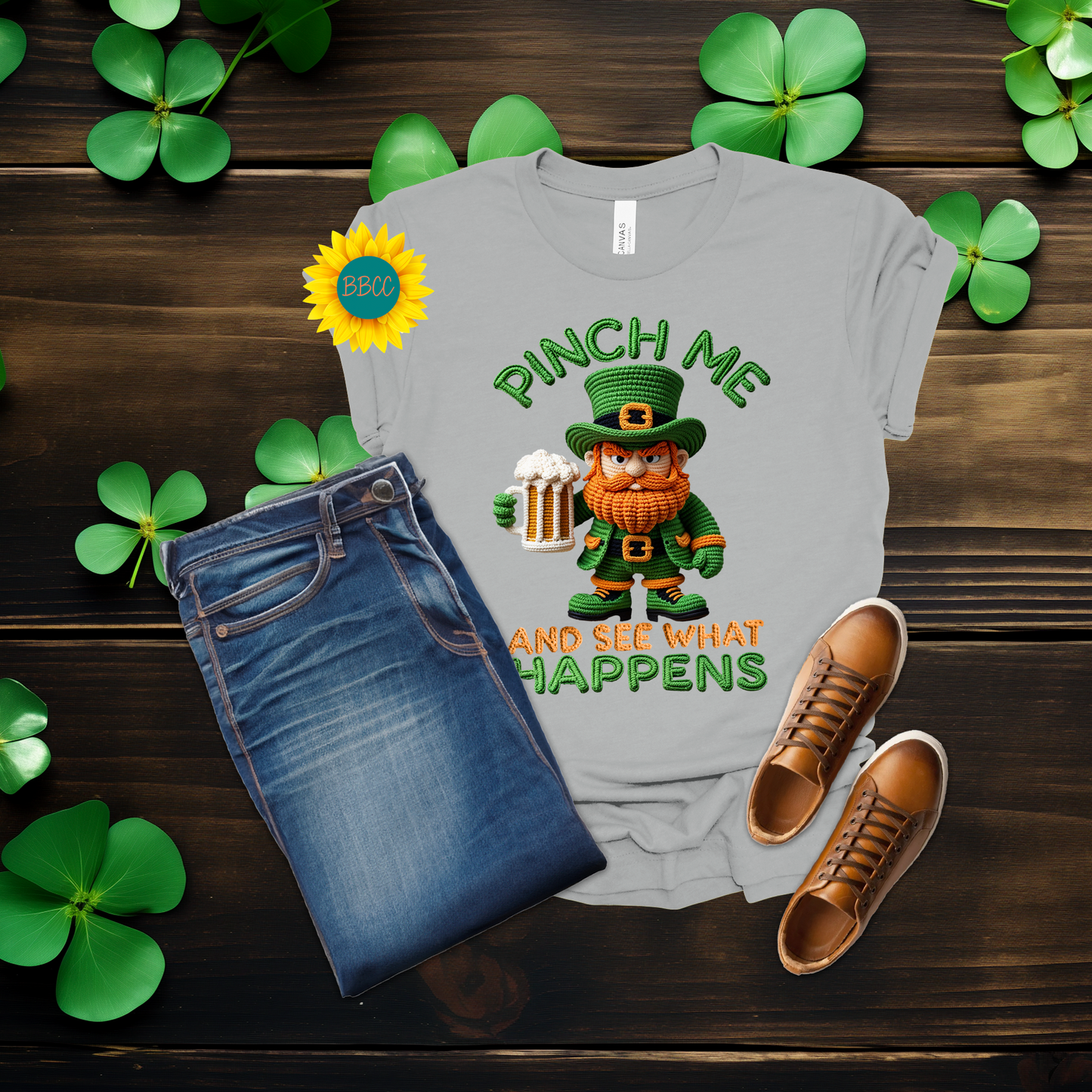 Adult Pinch Me and See What Happens Faux Yarn T-Shirt - St. Patrick's Day