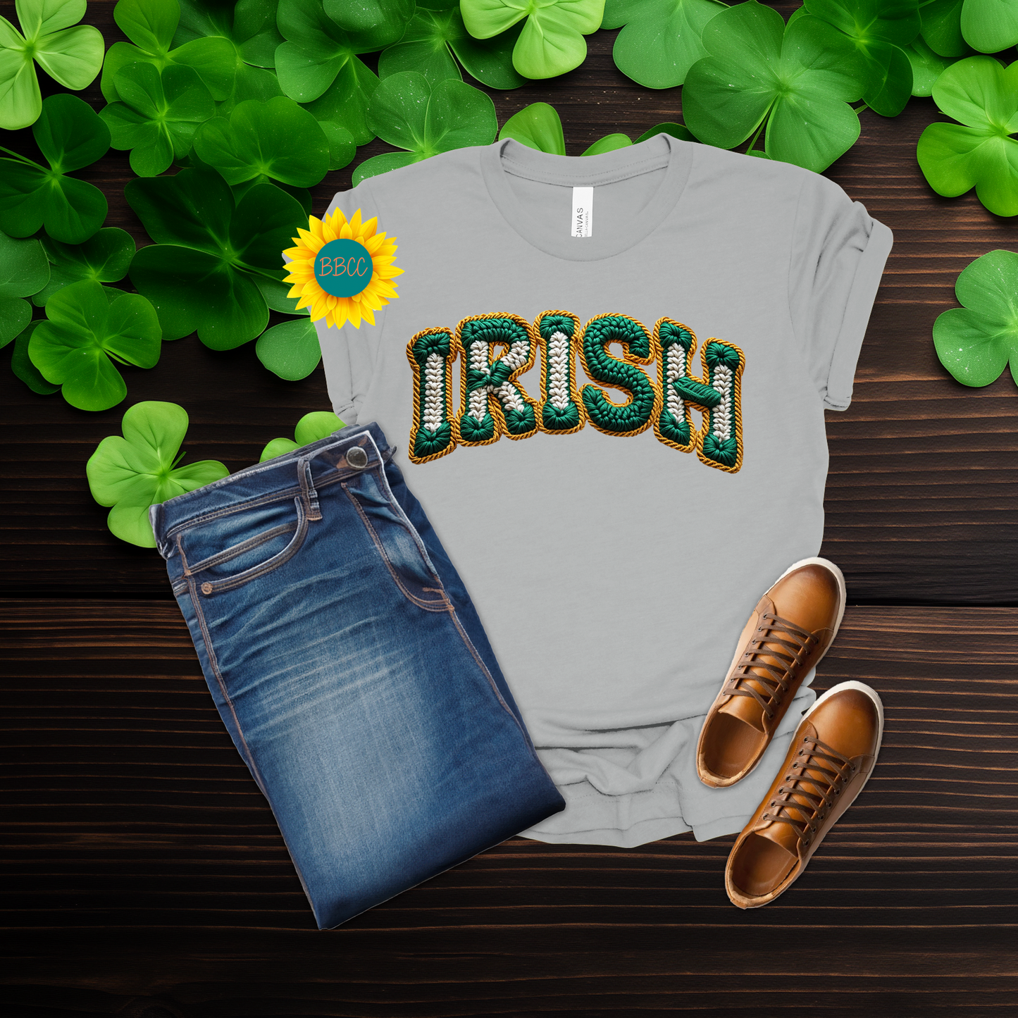 Adult Irish Faux Yarn Knit T-Shirt - St. Patrick's Day