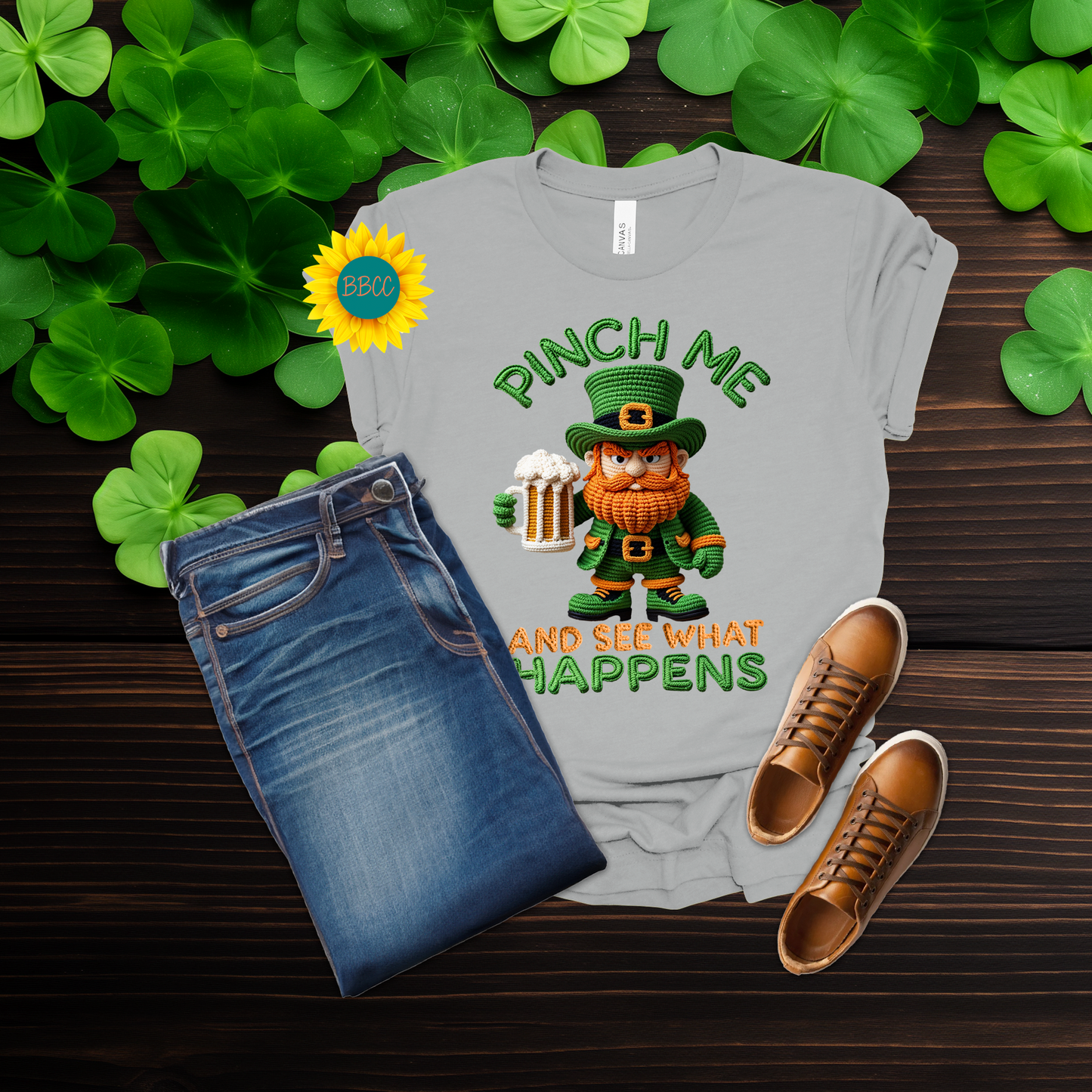 Adult Pinch Me and See What Happens Faux Yarn T-Shirt - St. Patrick's Day