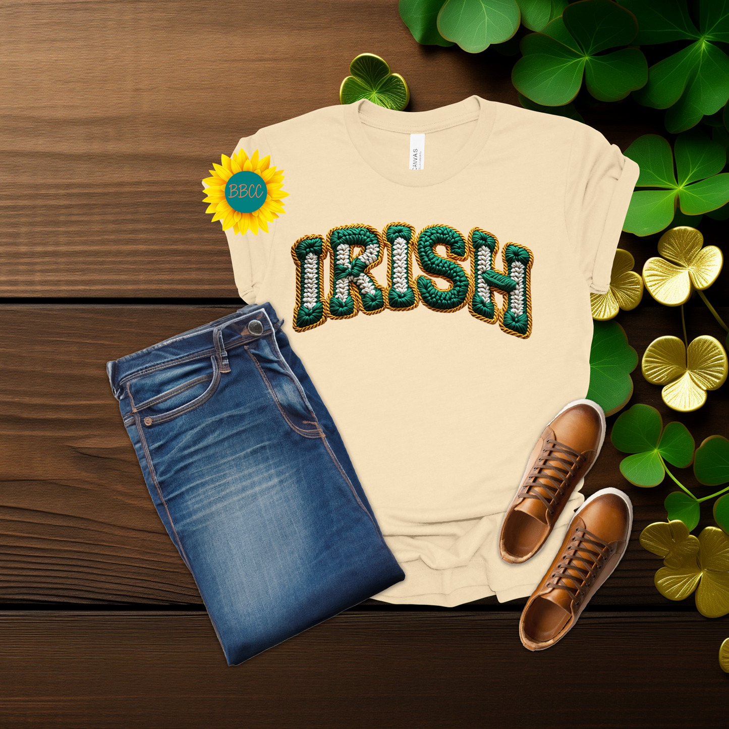 Adult Irish Faux Yarn Knit T-Shirt - St. Patrick's Day