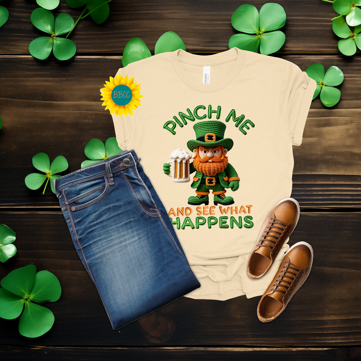 Adult Pinch Me and See What Happens Faux Yarn T-Shirt - St. Patrick's Day