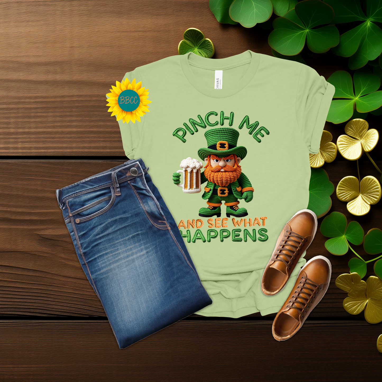 Adult Pinch Me and See What Happens Faux Yarn T-Shirt - St. Patrick's Day