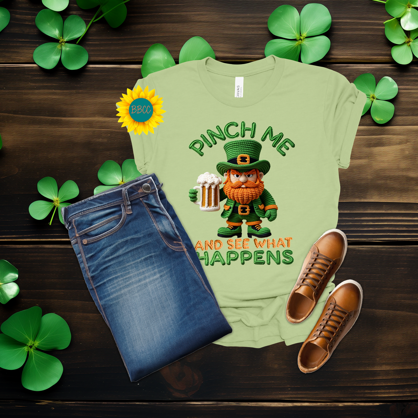 Adult Pinch Me and See What Happens Faux Yarn T-Shirt - St. Patrick's Day