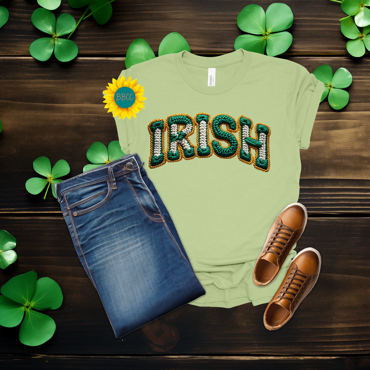 Adult Irish Faux Yarn Knit T-Shirt - St. Patrick's Day