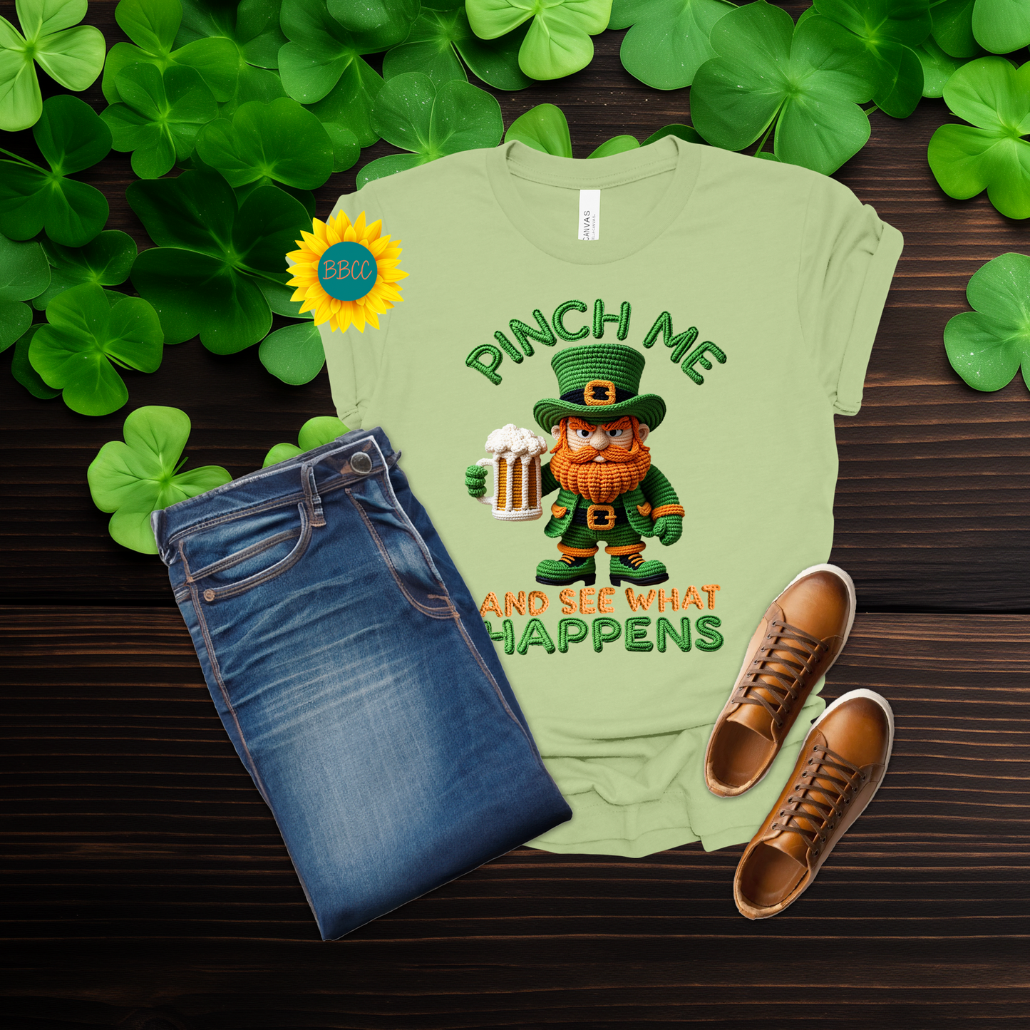 Adult Pinch Me and See What Happens Faux Yarn T-Shirt - St. Patrick's Day