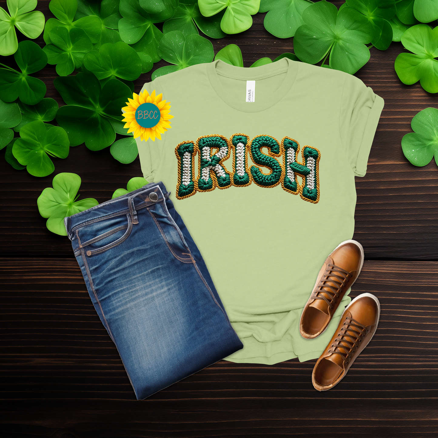 Adult Irish Faux Yarn Knit T-Shirt - St. Patrick's Day