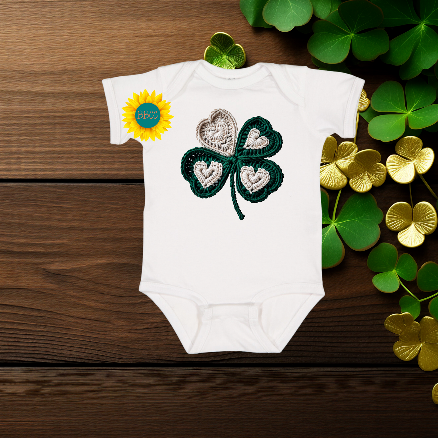 Baby Faux Yarn Shamrock Baby Romper
