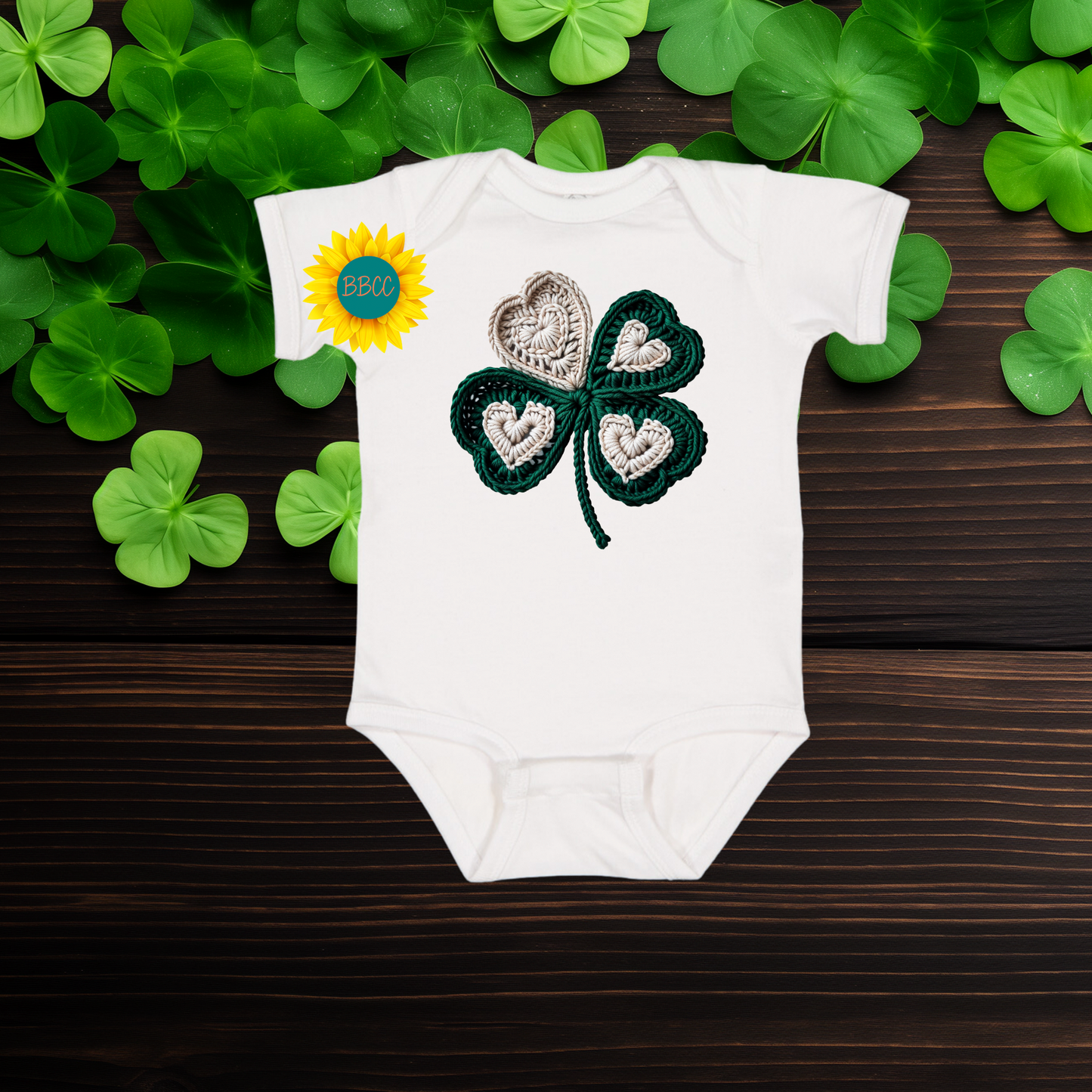 Baby Faux Yarn Shamrock Baby Romper